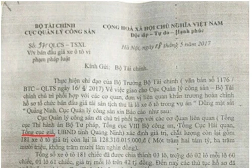 Giả mạo văn bản của Bộ Tài chính về bán đấu giá xe ô tô trong vụ án "Dũng mặt sắt"