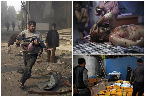 Máy bay Nga bị nghi không kích trúng dân thường ở ngoại ô Damascus, 23 người chết