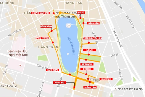 [Infographic] Vị trí các tuyến đường phục vụ "Không gian đi bộ khu vực hồ Hoàn Kiếm"