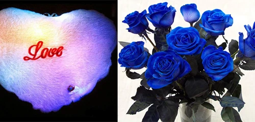 Gối trái tim, hoa hồng xanh- hàng "độc" ngày Valentine