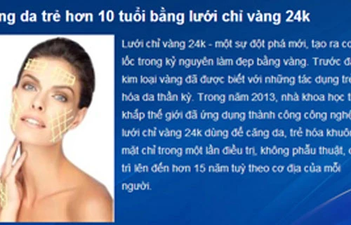 Sở y tế Hà Nội thanh tra phương pháp căng da mặt bằng chỉ vàng 24k