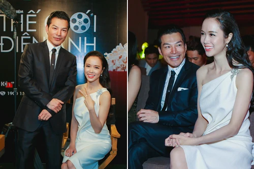 Vũ Ngọc Anh gợi cảm bên Trần Bảo Sơn dự tiệc quảng bá phim “Quyên”
