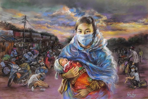 Tuổi thơ trong đại dịch Covid-19 qua tranh của Lê Sa Long