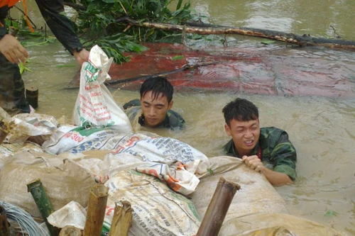 Vỡ trên đê sông Nhuệ: 4 điểm đã được vá xong