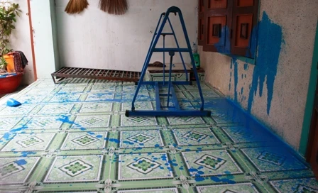 Đang ngủ bị quăng "bom" sơn vào nhà