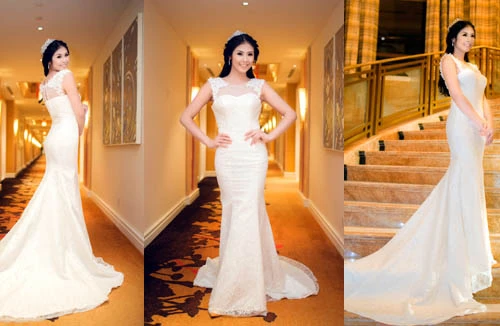 Hoa hậu Ngọc Hân rạng rỡ trong trang phục tự thiết kế