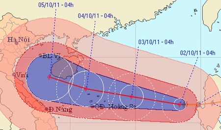 Bão Nalgae tiến nhanh trên biển Đông