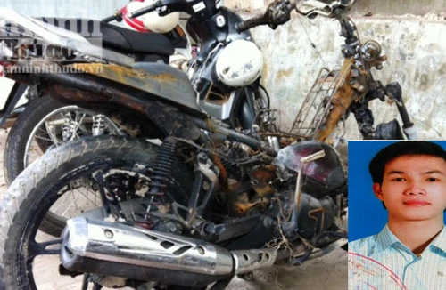 Xe máy của tên cướp gây mê bất ngờ bốc cháy