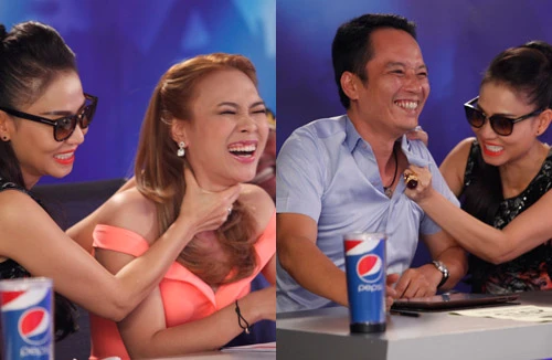 Thu Minh kéo áo Anh Quân, "bóp cổ" Mỹ Tâm