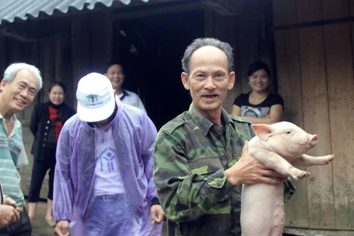 Hàng trăm con lợn, gà giống được trao tận tay người dân vùng lũ