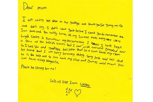 Hết hồn nhận được thư tuyệt mệnh của con trai