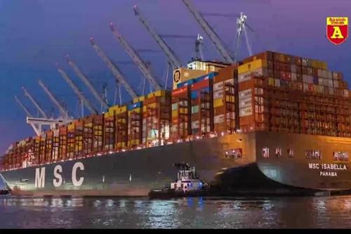 Cận cảnh con tàu chở hàng lớn gấp 4 lần sân bóng đá