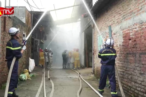 Diễn tập PCCC ở khu dân cư xã Ngọc Mỹ