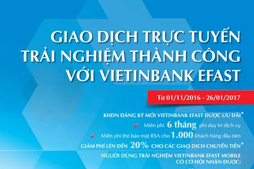 Giao dịch qua VietinBank eFAST trúng thưởng lớn