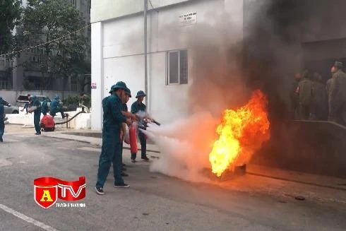 Diễn tập phương án chữa cháy và cứu nạn cứu hộ tại khu nhà tái định cư