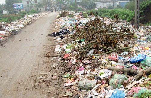 Rác thải tràn ra đường gây ô nhiễm môi trường
