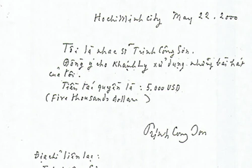 Thư tay của nhạc sĩ Trịnh Công Sơn không giúp Khánh Ly được miễn tác quyền?