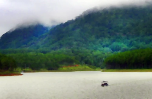 Lãng đãng sương giăng hồ Tuyền Lâm