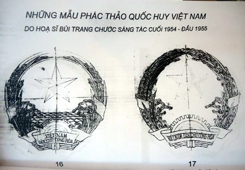 Trưng bày phác thảo Quốc huy Việt Nam của họa sĩ Bùi Trang Chước