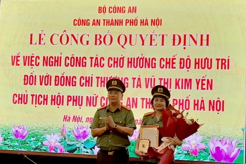 Trao Quyết định nghỉ công tác chờ hưởng chế độ hưu trí đối với Chủ tịch Hội Phụ nữ Công an thành phố Hà Nội