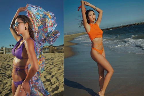 Ngọc Quyên mặc bikini gợi cảm trên biển