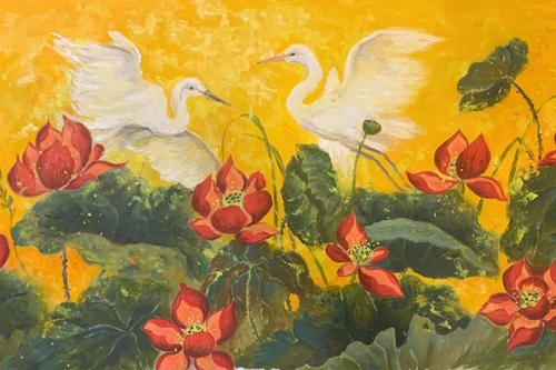  Tặng 108 bức tranh sen tượng trưng cho sự tinh khiết, thức tỉnh và nghị lực kiên cường