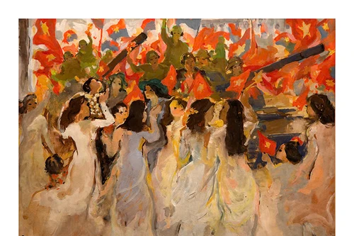 66 tác phẩm mỹ thuật ra mắt tại triển lãm"95 mùa xuân có Đảng"