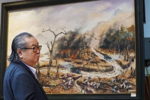 Cựu chiến binh Đoàn 559 bày triển lãm tranh "Còn lại với Trường Sơn"