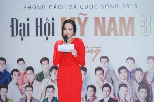 Hoa hậu Diệu Linh diện váy đỏ lộng lẫy làm MC tại sự kiện “Đại hội mỹ nam”