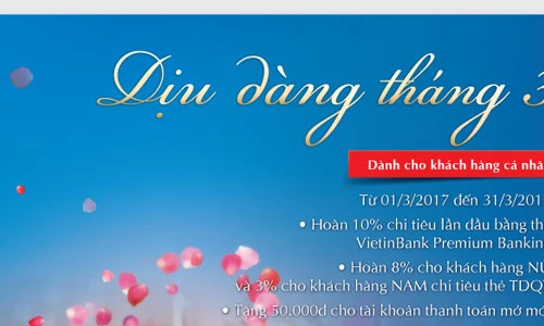 VietinBank ưu đãi đặc biệt dành tặng khách hàng nữ nhân dịp 8/3