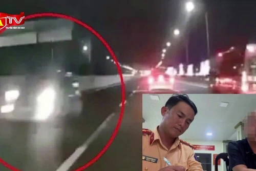 Lái xe coi thường tính mạng, chạy ngược chiều cao tốc Hà Nội - Hải Phòng bị phạt nặng