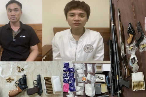 Bắt cặp vợ chồng hờ buôn ma túy, găm nhiều súng đạn
