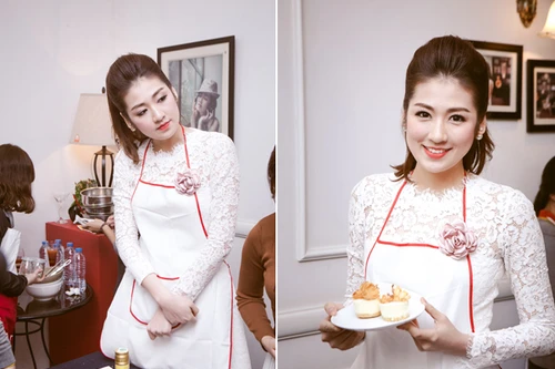 Á hậu Tú Anh học làm bánh chuẩn bị đón Tết