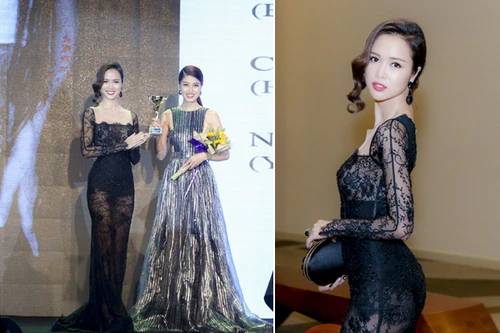 Vũ Ngọc Anh diện đầm xuyên thấu, nổi bật tại sự kiện