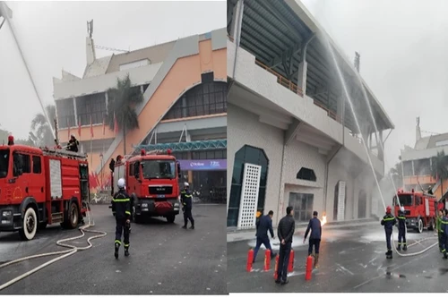 Xứ lý tình huống giả định chập điện cháy phòng văn thư trung tâm văn hóa