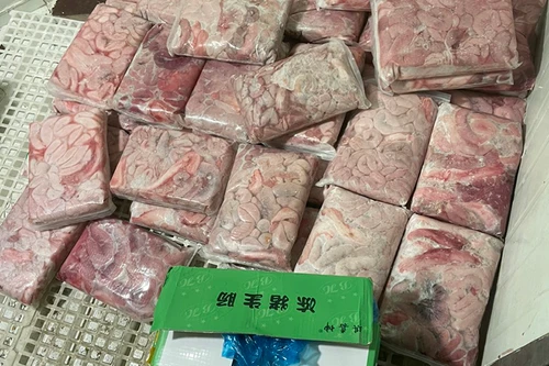 Phát hiện số lượng lớn tràng lợn không rõ nguồn gốc