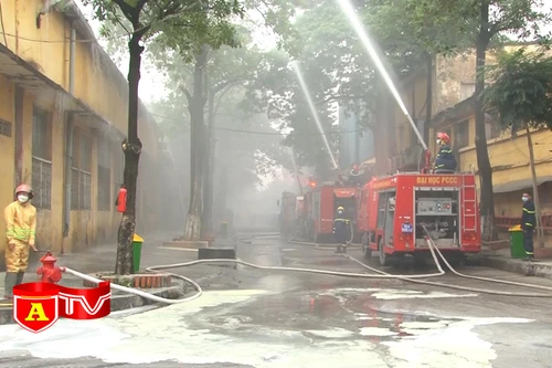 Diễn tập PCCC tại Công ty cổ phần Cao su Sao vàng