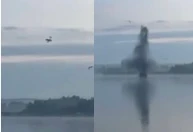 Khoảnh khắc UAV Ukraine lao xuống hồ nước ở Nga và phát nổ