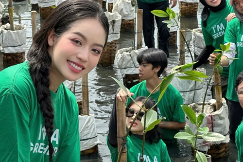 "Hoa hậu Quốc tế 2024" Thanh Thủy "trồng cây gây rừng" tại Indonesia