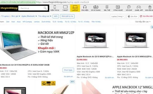 Thế Giới Di Động là đại lý uỷ quyền chính hãng bán Apple Macbook