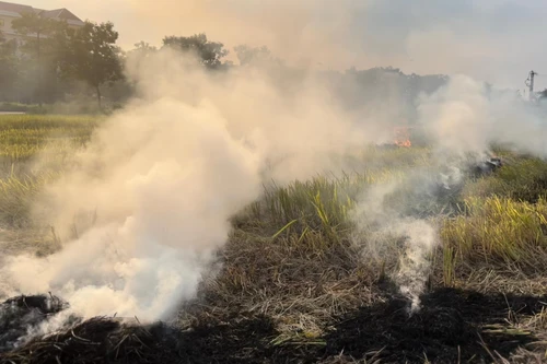 Khói đốt đồng bủa vây tứ phía nội đô Hà Nội ngày hè nóng bức