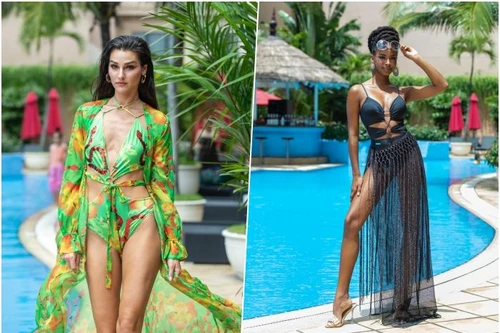  2 Hoa hậu Trái đất gợi cảm trong trang phục của nhà thiết kế Katy Nguyễn