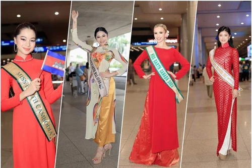 Dàn hoa hậu quốc tế diện áo dài khi đến Việt Nam dự thi Miss Earth 2023