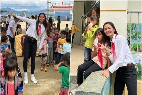 Hoa hậu H'Hen Niê trao tặng hệ thống cung cấp nước sạch tại Lai Châu