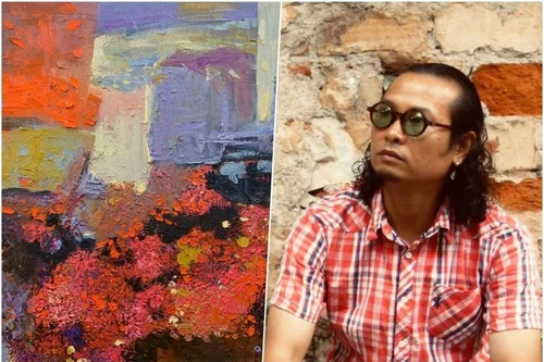 Trần Quang Dũng “biến” hoa giấy thành tranh trừu tượng