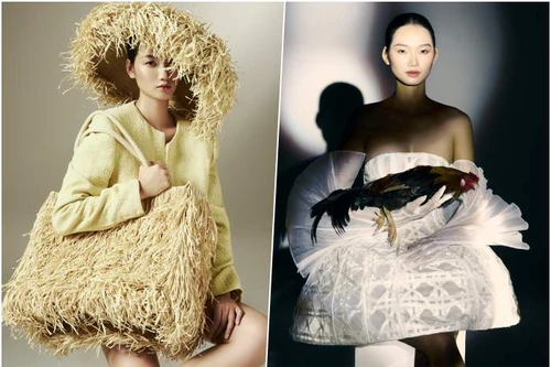 Á hậu Quỳnh Anh đẹp mê hoặc trong loạt thiết kế lấy cảm hứng từ chiếu, rơm, lồng gà của Nguyễn Minh Công