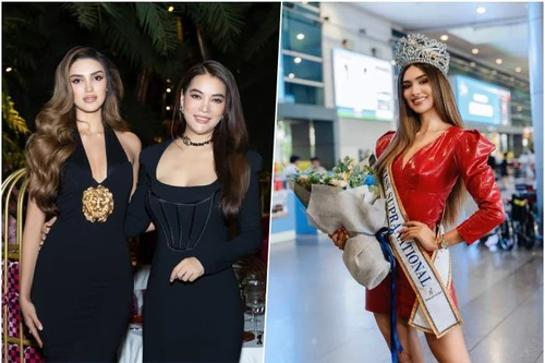 Trương Ngọc Ánh khoe nhan sắc cuốn hút bên Miss Supranational 2023 Andrea Aguilera