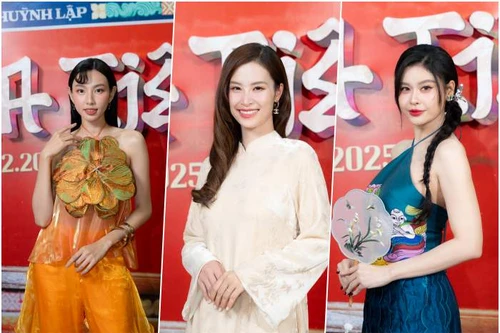 Sao Việt diện trang phục truyền thống đến chúc mừng Huỳnh Lập và Phương Mỹ Chi 