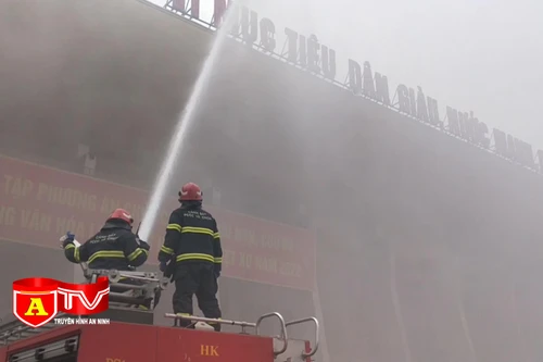 Diễn tập phương án PCCC tại Cung Văn hoá lao động hữu nghị Việt Xô