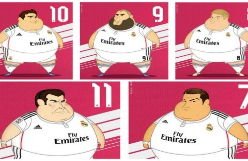 Ảnh chế hài hước “Ngũ hổ tướng” béo phì của Real